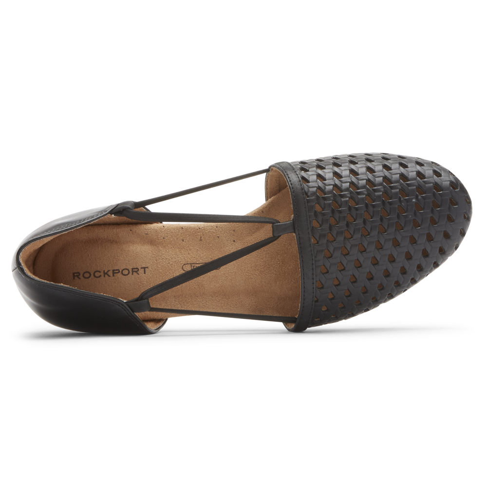 Rockport Flats For Womens Black - Reagan Perforated - RE4391650